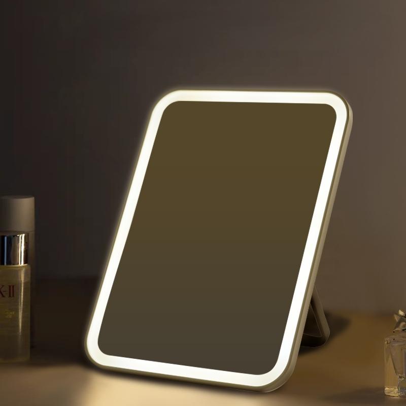 Schminkspiegel | Led Schminkspiegel Mit Beleuchtung, Tragbar Und Faltbar, Ideal Für Studentinnen, Im Büro Und Für Das Schminken Am Tisch. Schminkspiegel Schminkspiegel