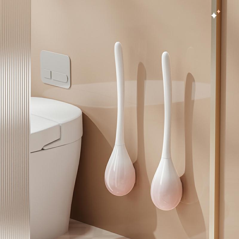 Toilettenbürste | Leichte Luxus-Silikon-Toilettenbürste Ohne Ecken Und Kanten, Wandmontierbar, Bohrfreie Haushalts-Toilettenreinigungsbürste Mit Langem Griff Für Das Badezimmer. Toilettenbürste Toilettenbürste