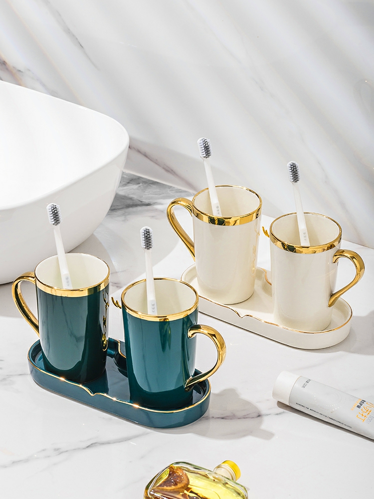 Zahnbürstenbecher | Elegantes Mundspülbecher-Set Für Zu Hause, Hochwertige Zahnbürstenbecher Für Paare, Badezimmer-Accessoires, Zahnbürstenhalter Und Becher Für Die Zahnpflege. Zahnbürstenbecher Zahnbürstenbecher